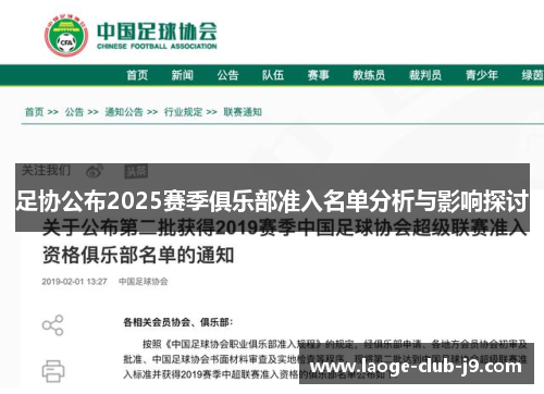 足协公布2025赛季俱乐部准入名单分析与影响探讨